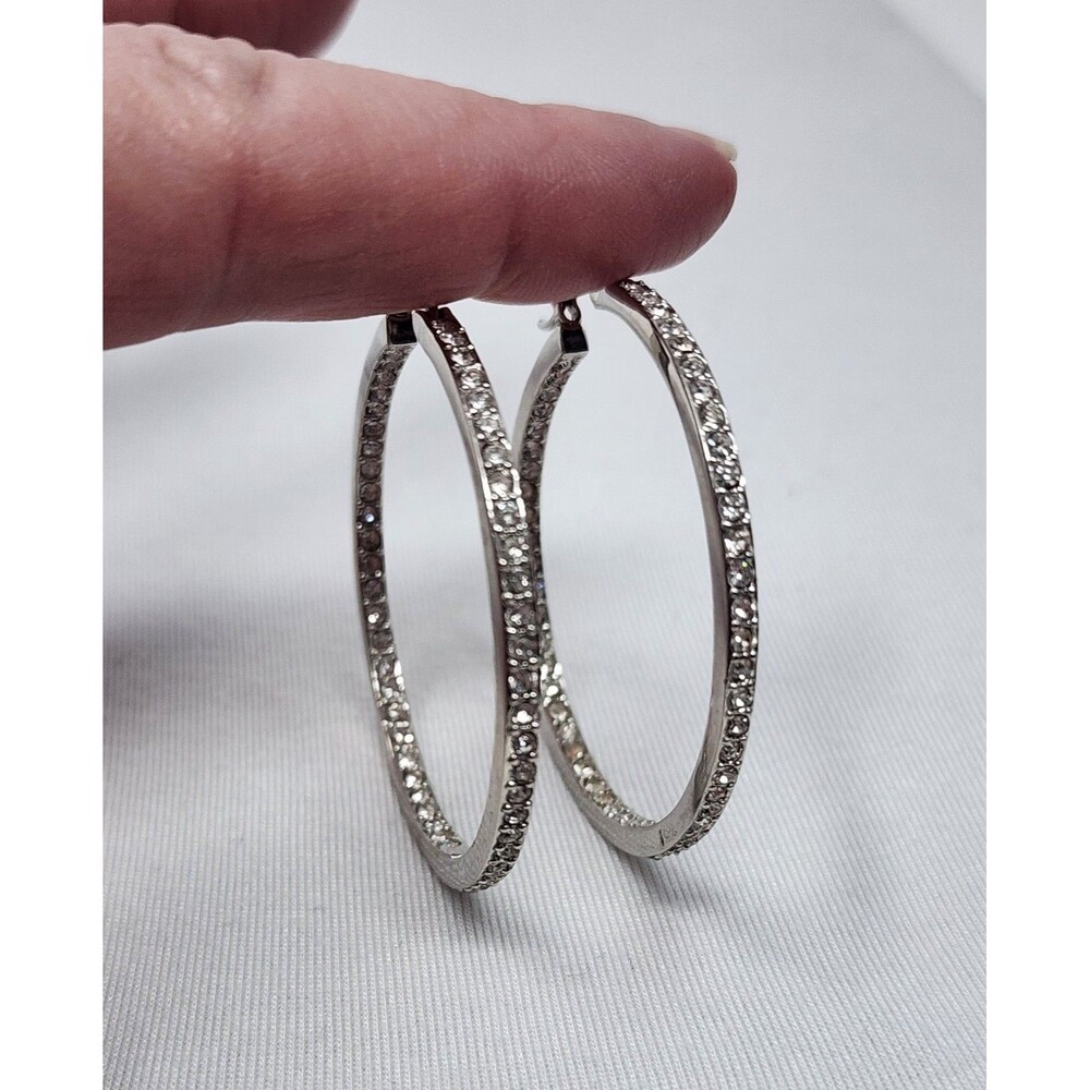 Chloe + Isabel Pavé CZ Inside-Out Hoop EarringsLarge Rhodium plated Silver Tone
